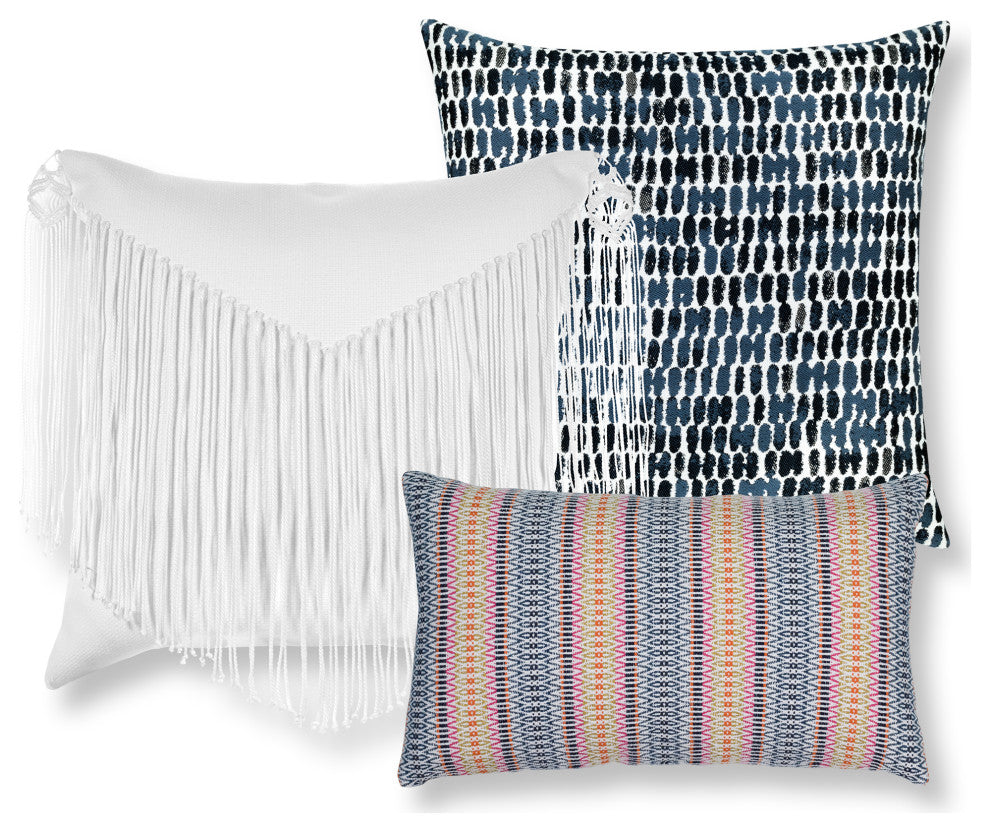 Thumbprint Indigo Indoor/Outdoor Performance Pillow, 20"x20"