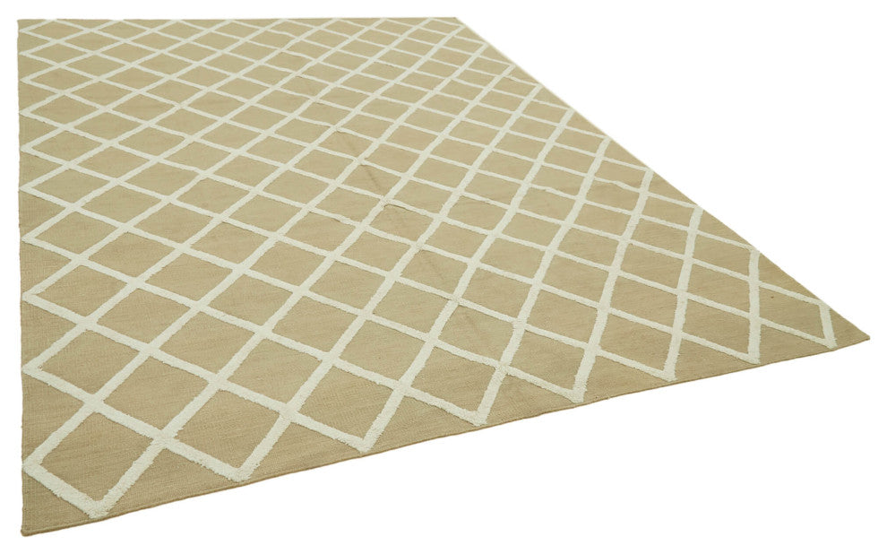 Rug N Carpet - Handmade Modern Design 8' 0'' x 10' 0'' Wool Flatweave Kilim Rug