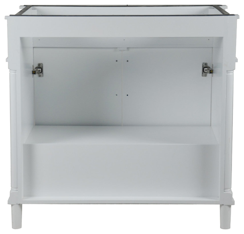 36" Single Vanity, White With White Carrara Marble Top
