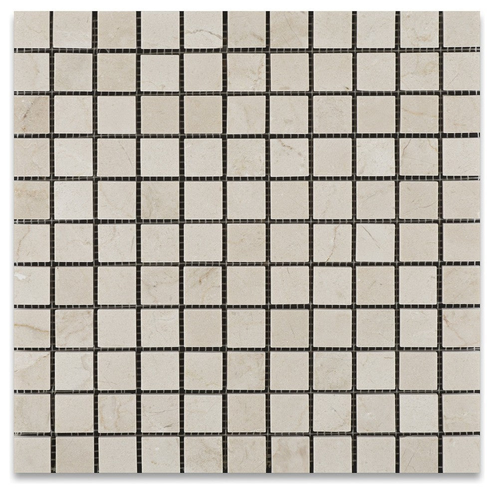 1 X 1 Crema Marfil Marble Polished Mosaic Tile