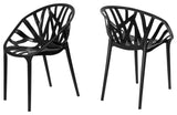 Mod Made Branch Modern Plastic Dining Side Chair, Set of 2, Black