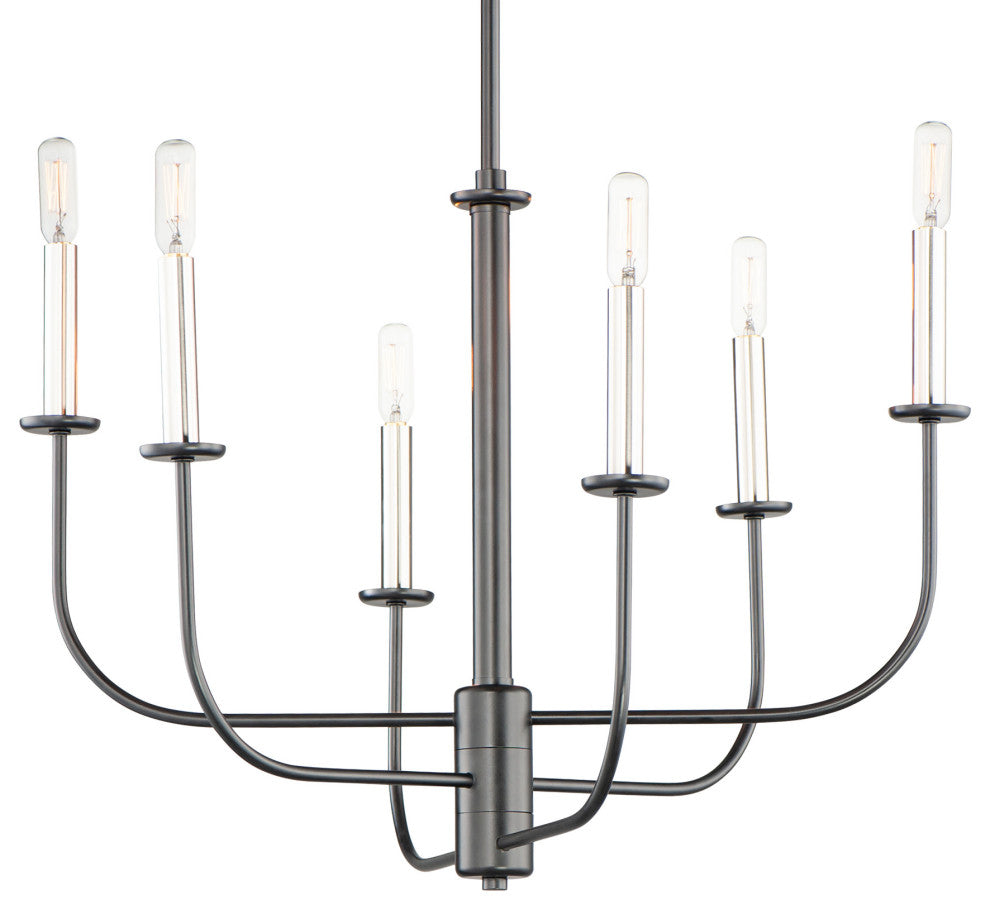 Maxim 10326 Wesley 6 Light 24"W Chandelier - Black / Satin Nickel
