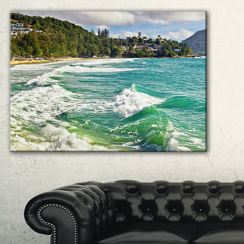 "Exotic Tropical Beach Blue Waters" Oversized Beach Wall Art, 1 Panel, 60"x28"