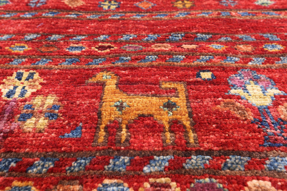 Tribal Persian Gabbeh Hand Knotted Rug 5' 11" X 8' 5" Q5350