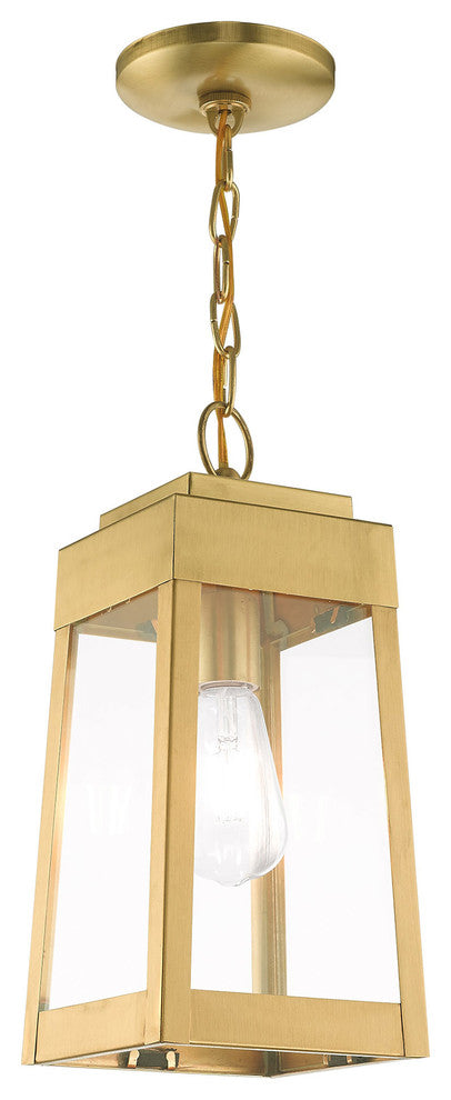 Livex Lighting Satin Brass 1-Light Outdoor Pendant Lantern