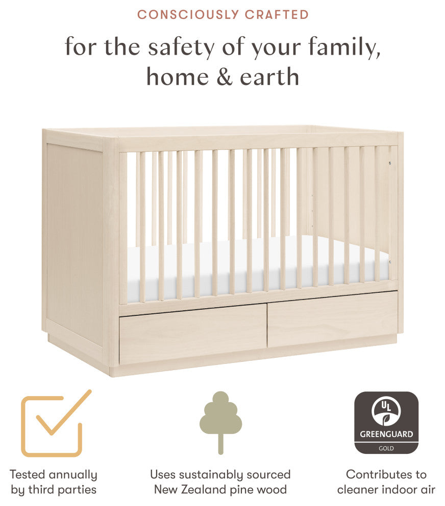 Bento 3-in-1 Convertible Storage Crib With Toddler Bed Conversion Kit
