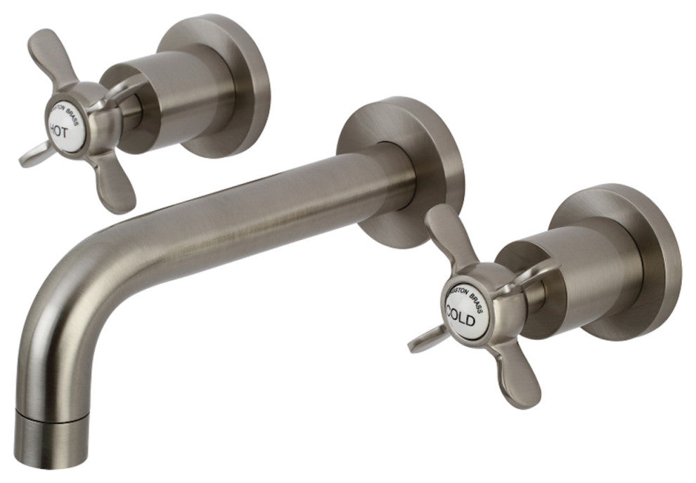 Kingston Brass KS8128BEX 2-Handle 8" Wall Mount Bathroom Faucet, Brushed Nickel