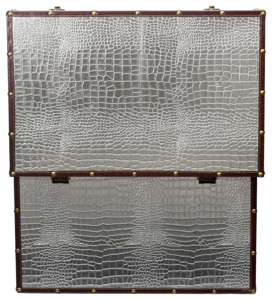 Faux Leather Silver Crocodile Trunk