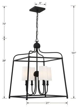 Crystorama Lighting Group 2244 Sylvan 4 Light 22"W Chandelier - Black Forged