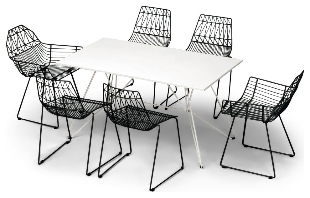 Ace 7 Piece Dining Set, Matte Black