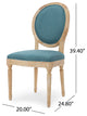 Dason French Country Fabric Upholstered Wood 7-Piece Dining Set, Dark Teal/Natural