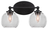 Capri 2-Light Bath Bar, Matte Black/Clear Bubble