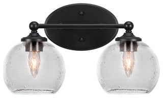 Capri 2-Light Bath Bar, Matte Black/Clear Bubble