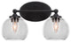 Capri 2-Light Bath Bar, Matte Black/Clear Bubble