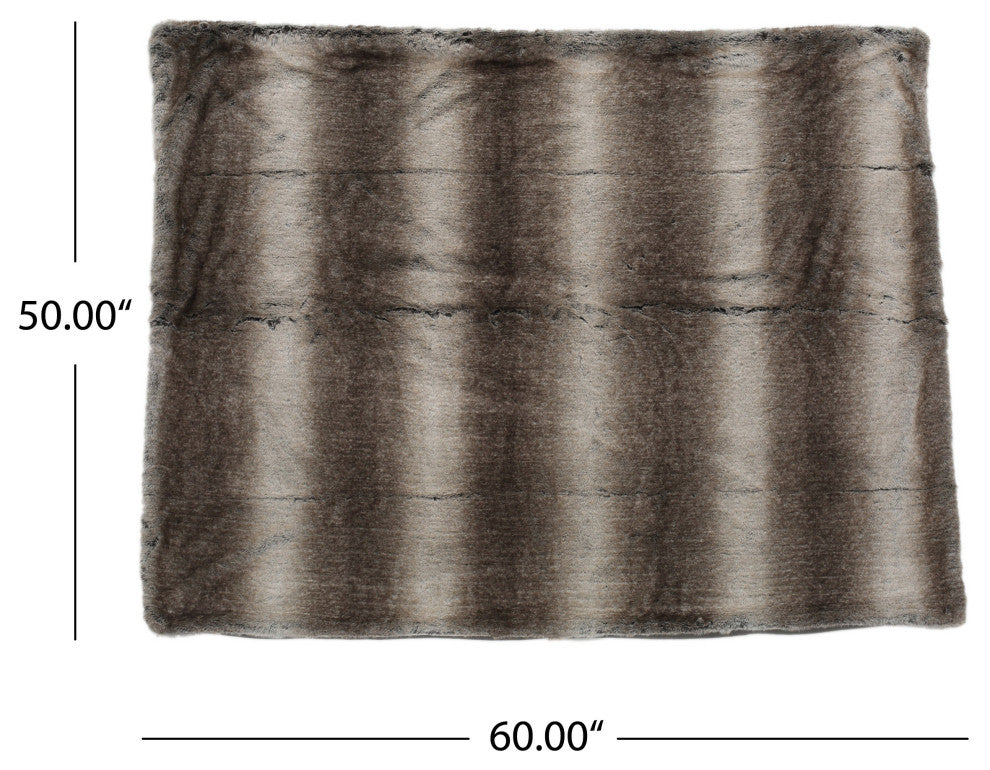 GDF Studio Tuscan Fur Fabric Throw Blanket, Ash White