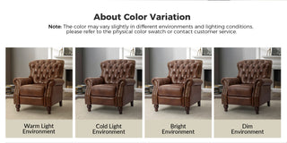 Genuine Leather Recliner, Set of 2, Beige