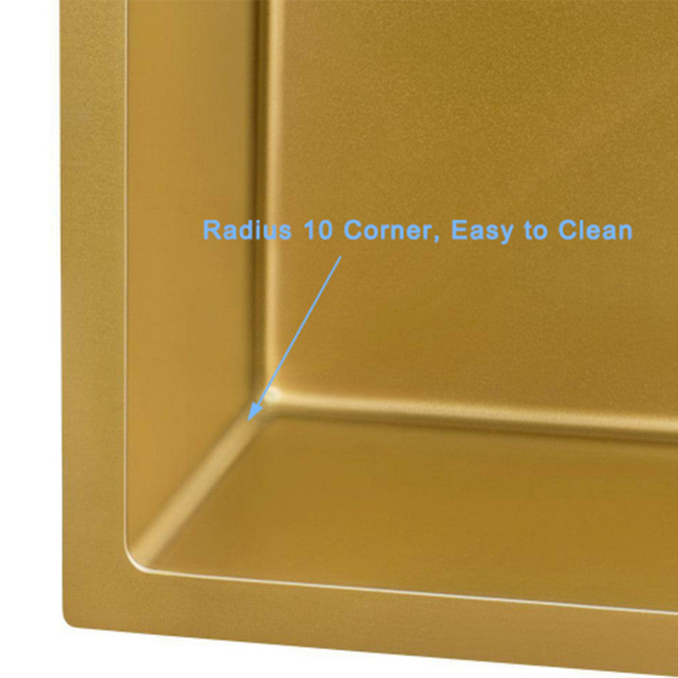 HIGOLD Single Bowl Undermount Kitchen Sink, 10", Nano, PVD Gold