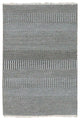 Chrome Gray Dyed 100% Wool Modern Grass Design Hand Knotted Mat Rug, 2'2"x3'3"