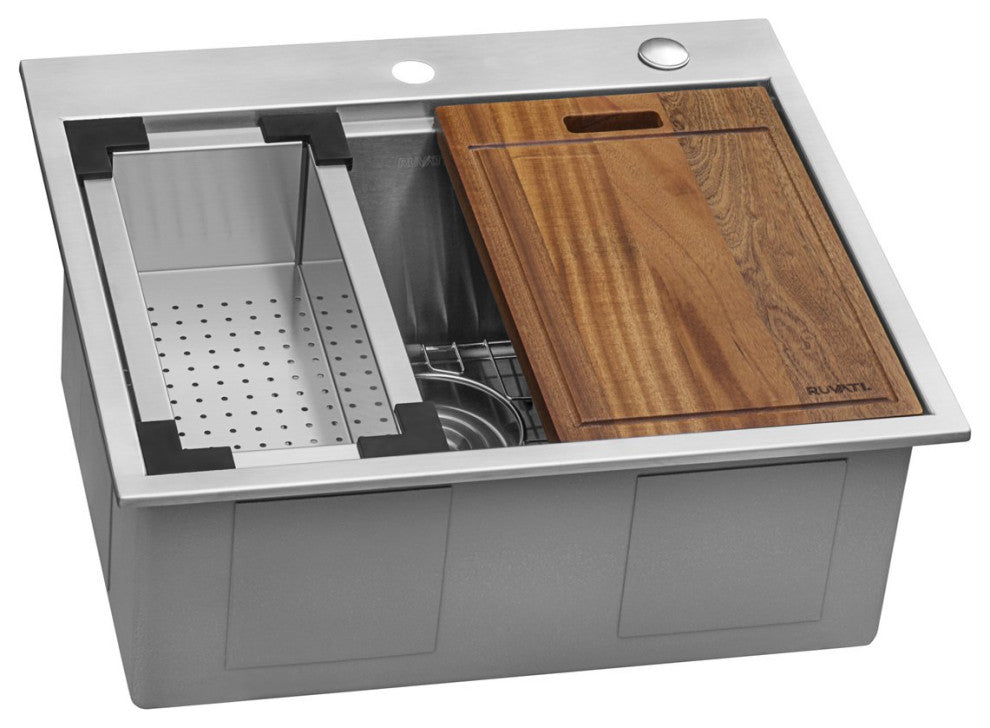 25-inch inch Workstation Drop-in 16 Gauge Stainless Steel Ledge Sink - RVH8023