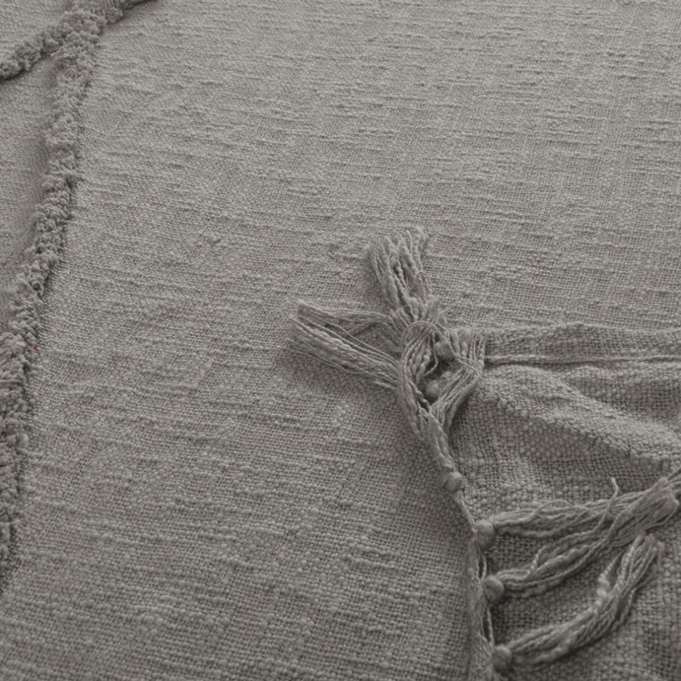 Gray Woven Cotton Solid Color Throw Blanket