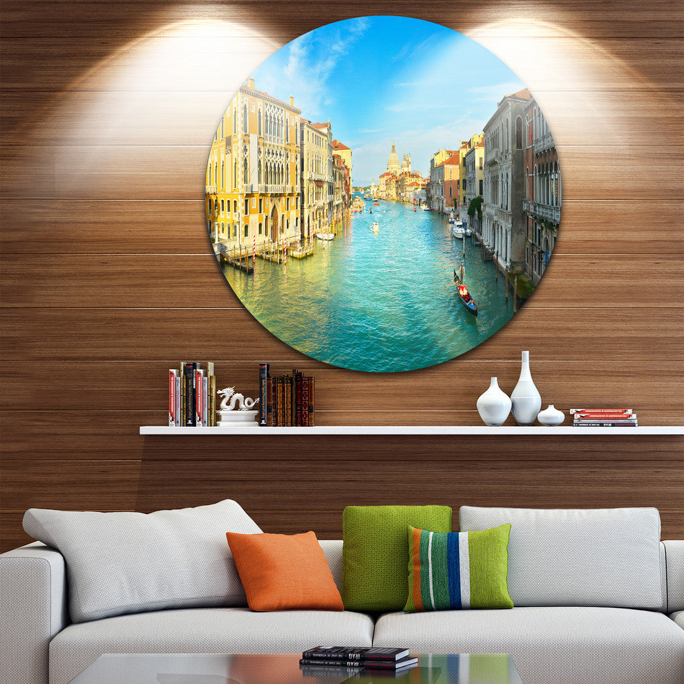 Vibrant Evening Venice Italy, Cityscape Round Wall Art, 11"