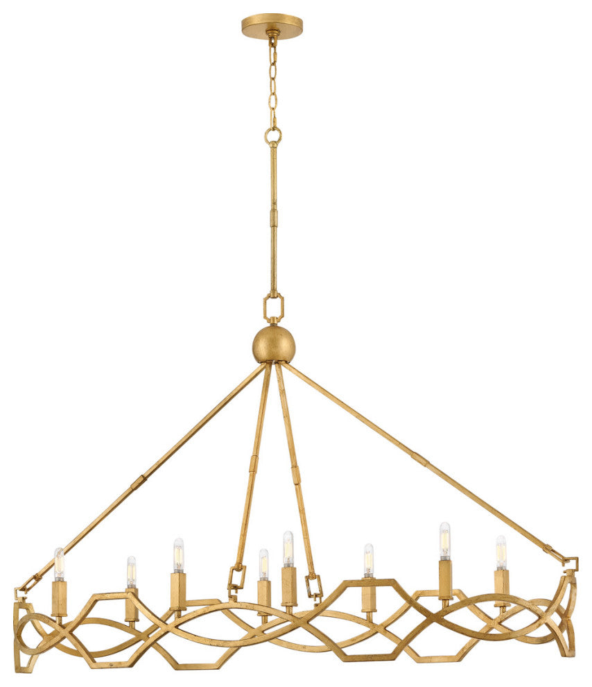 Hinkley Lighting 45785 Leona 8 Light 49"W Taper Candle Style - Distressed Brass