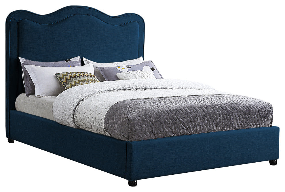 Felix Linen Upholstered Bed, Navy, Full