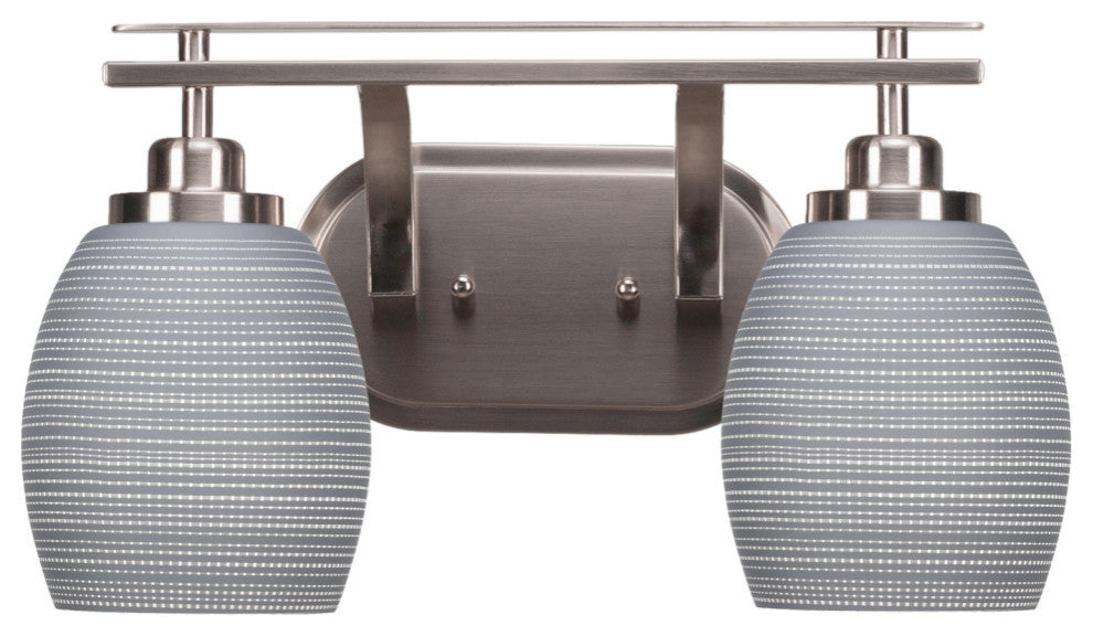 Odyssey 2 Light Bath Bar In Brushed Nickel Finish With 5" Gray Matrix Glass