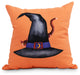 Cat Behind the Hat 18" Orange Halloween Print Decorative Throw Pillow