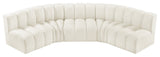 Arc Velvet Upholstered 5-Pc. U-Shaped Modular Sectional, Cream