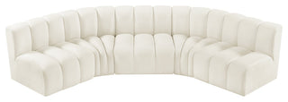Arc Velvet Upholstered 5-Pc. U-Shaped Modular Sectional, Cream