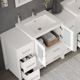 The Pullman Bathroom Vanity, White, 84", Double Sink, Freestanding