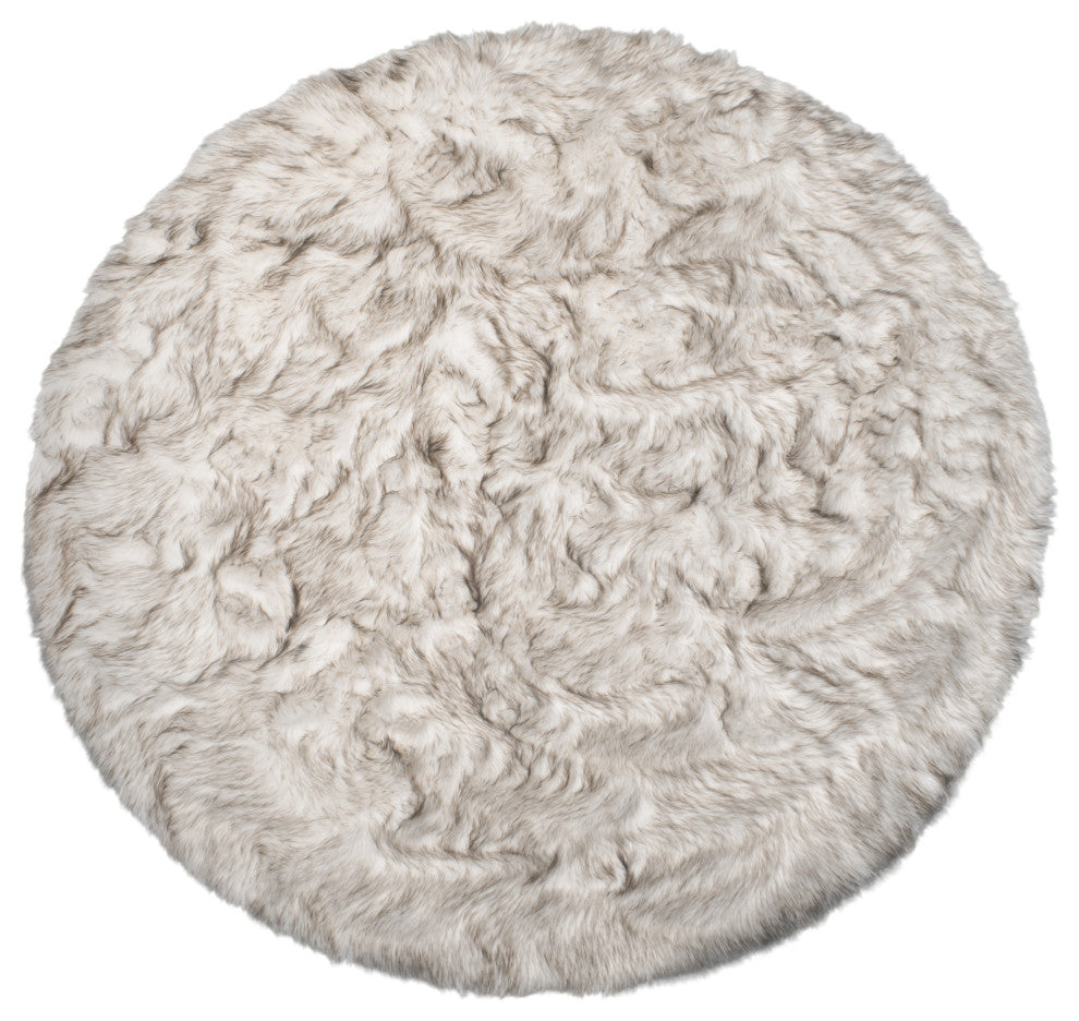 Arlington Circular Faux Fur Rug 6' Diameter Grey, Gradient Chocolate