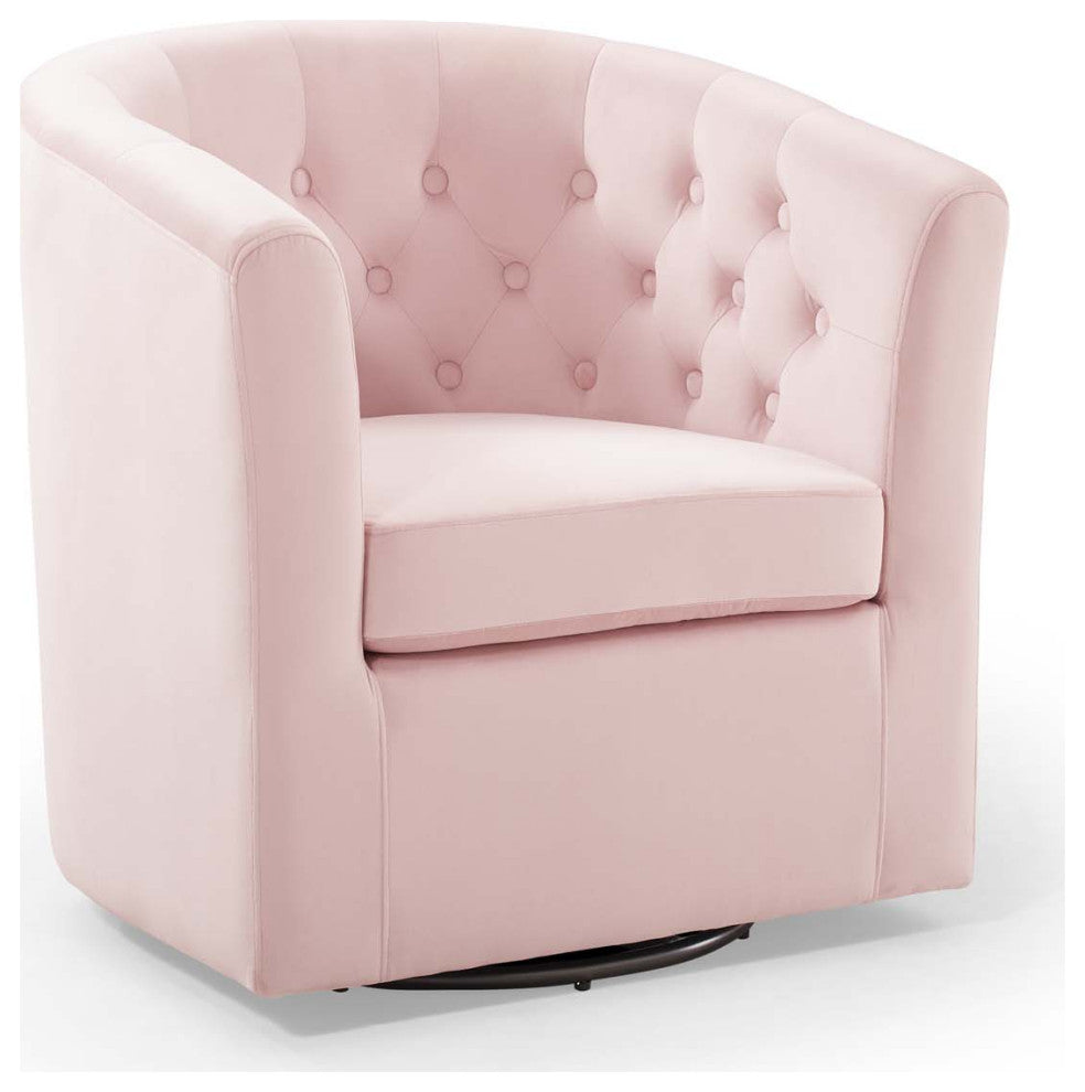 Prospect Tufted Performance Velvet Swivel Armchair - Pink