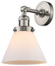 Large Cone 1-Light LED Sconce, Brushed Satin Nickel, Glass: Matte White Cased