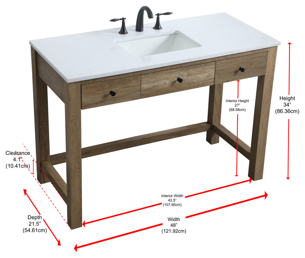 48" ADA Compliant Bathroom Vanity, Natural Oak