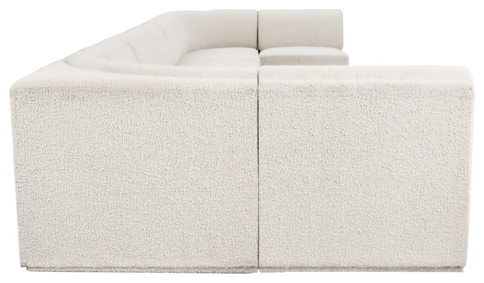 Ollie Black Boucle Fabric U-Shaped Modular Sectional, Cream, 9-Piece: 7 Armless Chair, 2 Corner Chair