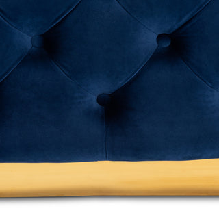 Edie Glam Royal Blue Velvet Ottoman