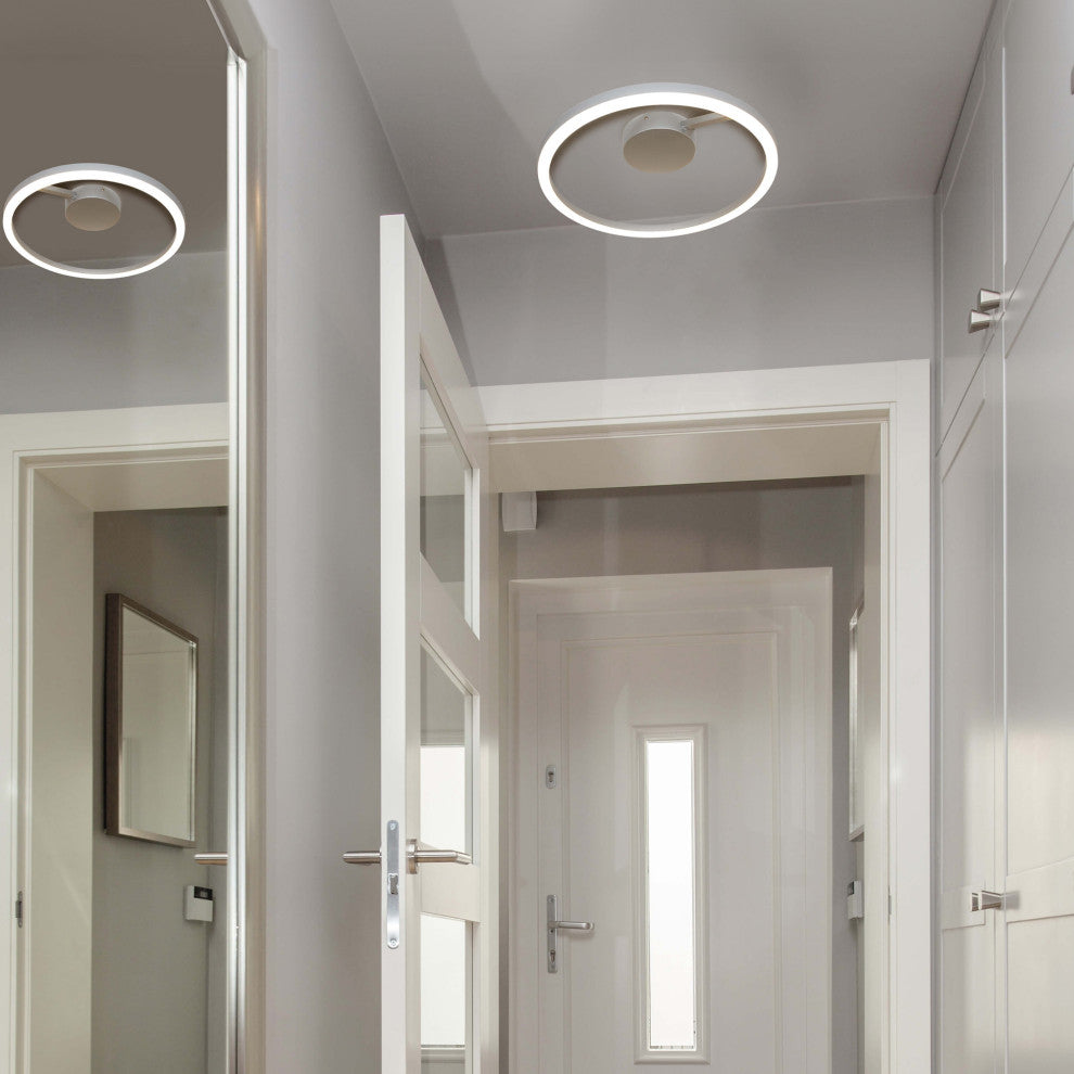 Zuben Circular ETL Certified Integrated LED Ceiling Light, Silver, 20"