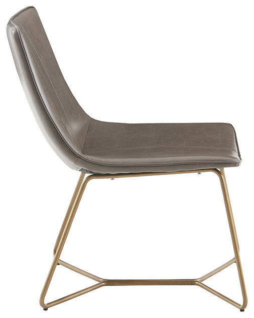 Madison Park Fallon Modern Brown Leather Chair With Gold Metal Base