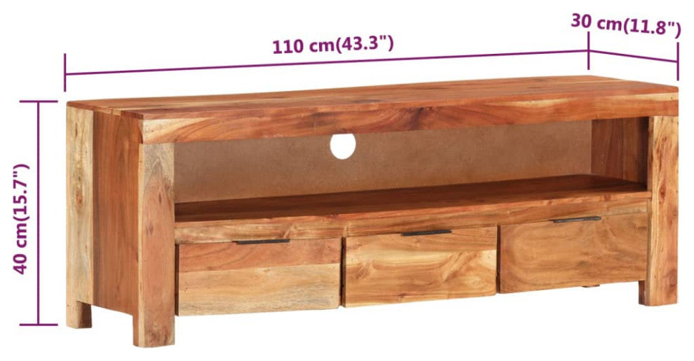 vidaXL TV Stand TV Console Sideboard Media Unit Cupboard Solid Acacia Wood