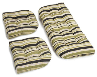 U-Shaped Spun Polyester Tufted Settee Cushion Set, Set of 3, Capri