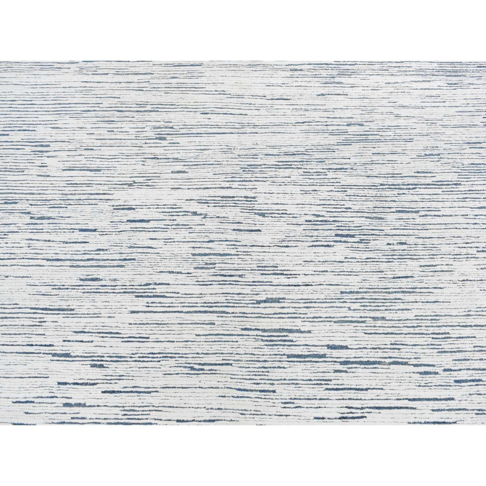 Frost White, 100% Wool, Striae Design, Hand Knotted, Oriental Rug, 6'1"x9'4"