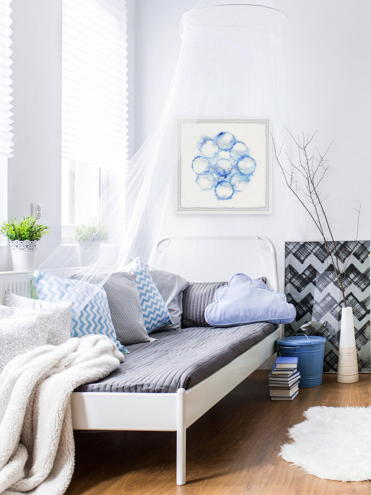 "Blue Fire Rings" Framed Painting Print, 12"x12"