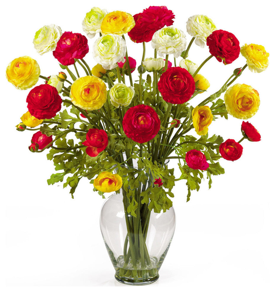 Ranunculus Liquid Illusion Silk Flower Arrangement, Mixed
