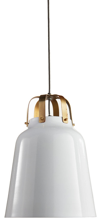 Contemporary Gloss White Gold 1 Light Dome Pendant Metal Modern Minimalist