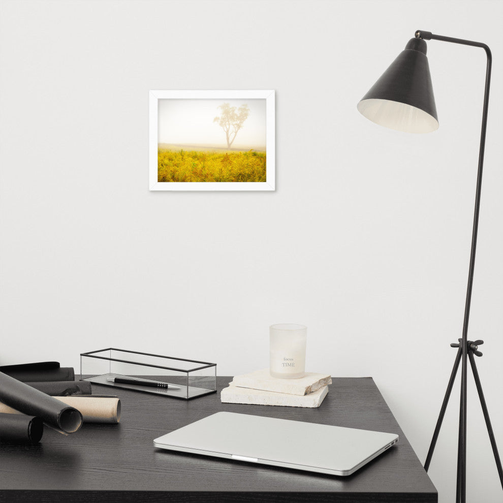Dreams of Goldenrod and Fog Landscape Framed Photo Paper Wall Art Prints, White, 8" X 10"
