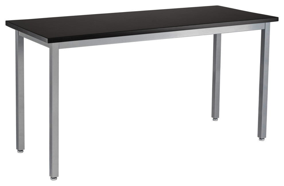 NPS Steel Fixed Height Science Lab Table, 30x60x30, ChemRes Top, Grey Frame