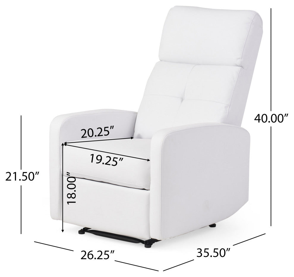 GDF Studio Teyana White Faux Leather Recliner