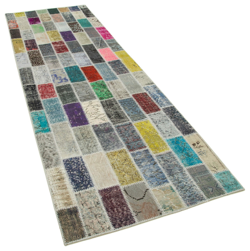 Rug N Carpet - Handmade Oriental 3' 2" x 10' 0" Antique Patchwork Runner Rug
